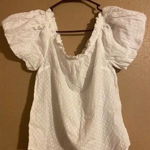 Anthropologie white ruffle top <3